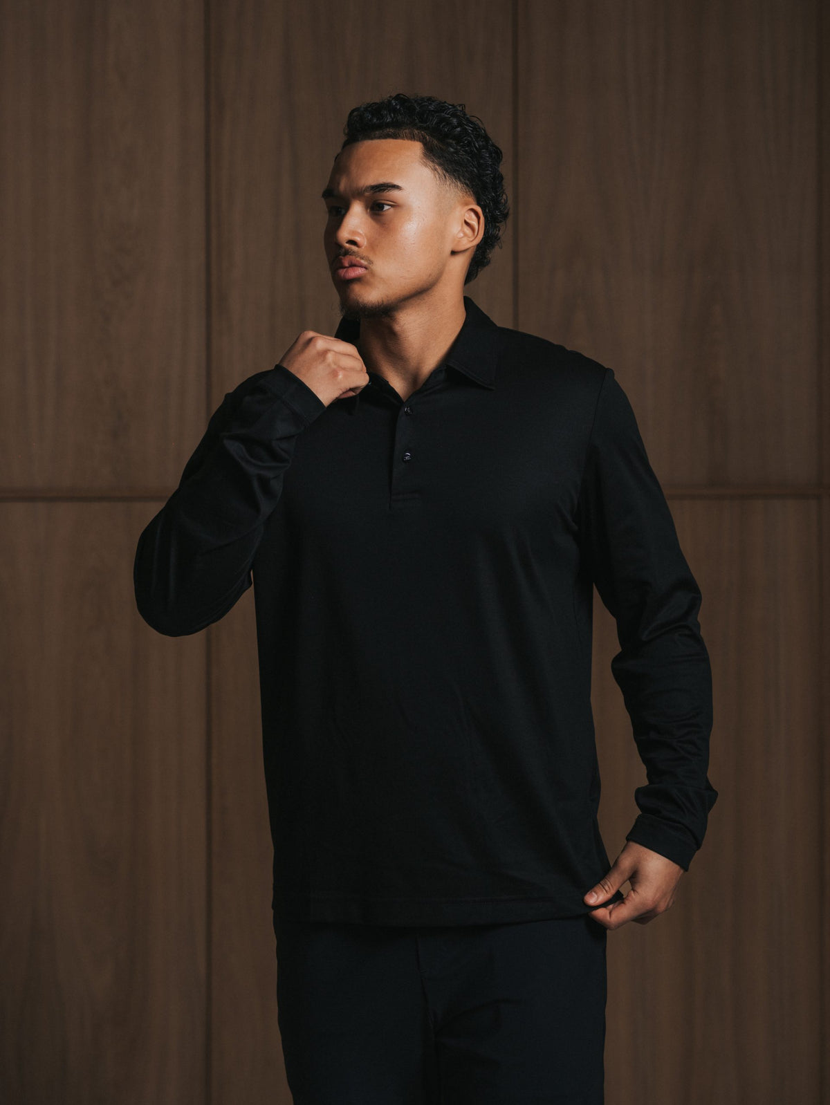 Glans polo met lange mouwen