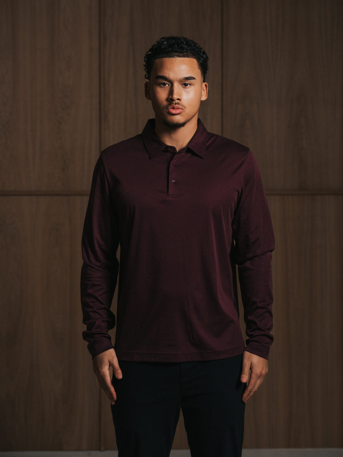 Glans polo met lange mouwen