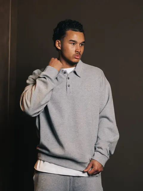 Polo button Gris Lumiere